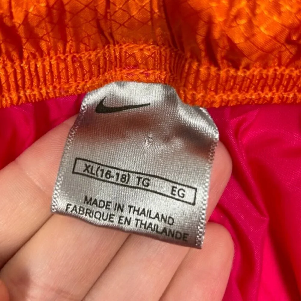 Nike XL size 16-18 Hot Pink and Orange Dry Fit Windbreaker Track Pants, Workout